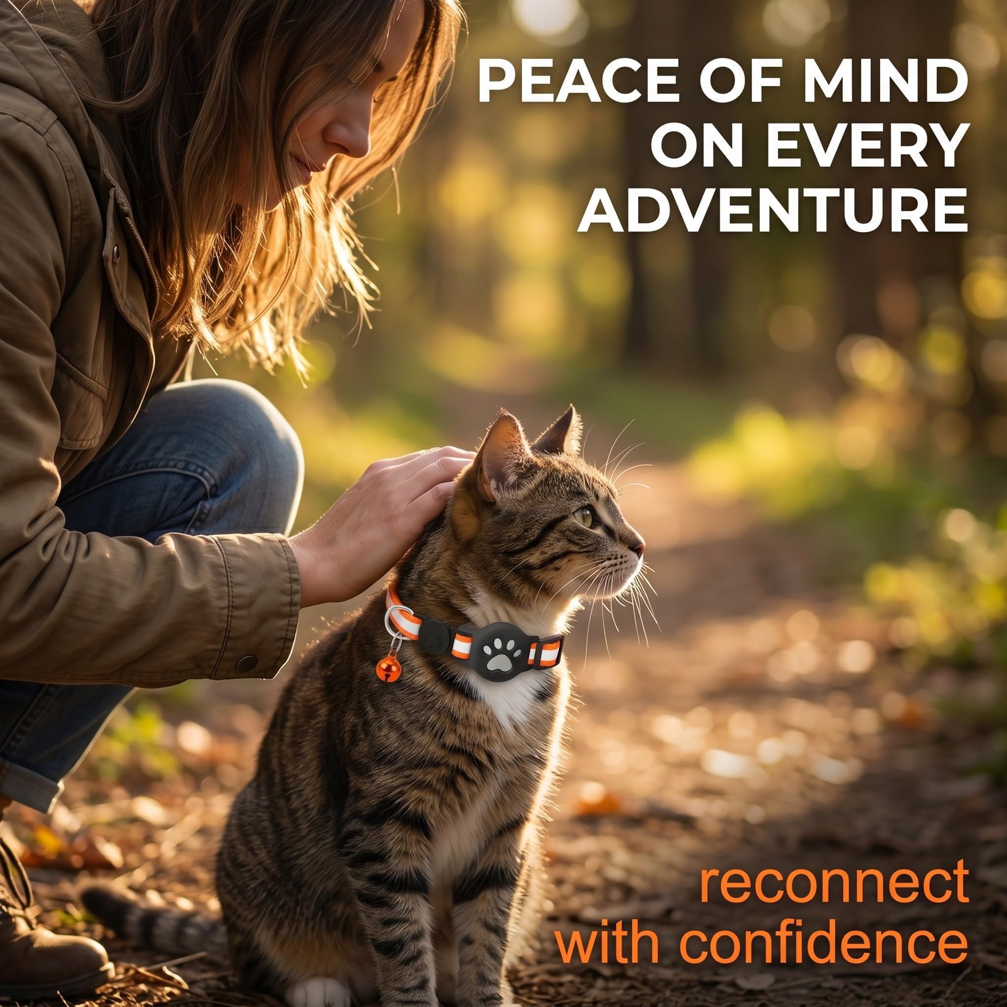 1 Collier Chat avec Support Compatible avec Airtag, Collier GPS Réfléchissant Extensible Orange, avec Silicone, Anti étranglement pour Chats et Chiots