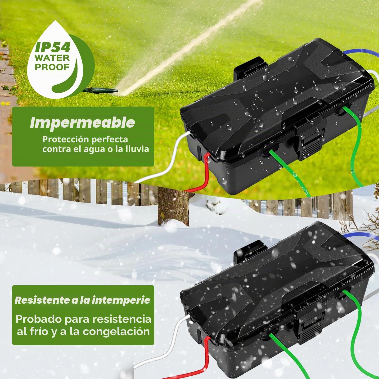 Caja Estanca Exterior Eléctrica Impermeable IP54 Con 6 Entradas De Cable Para Proteger Cables Alargadores Enchufes Y Luces 25X12X7 CM
