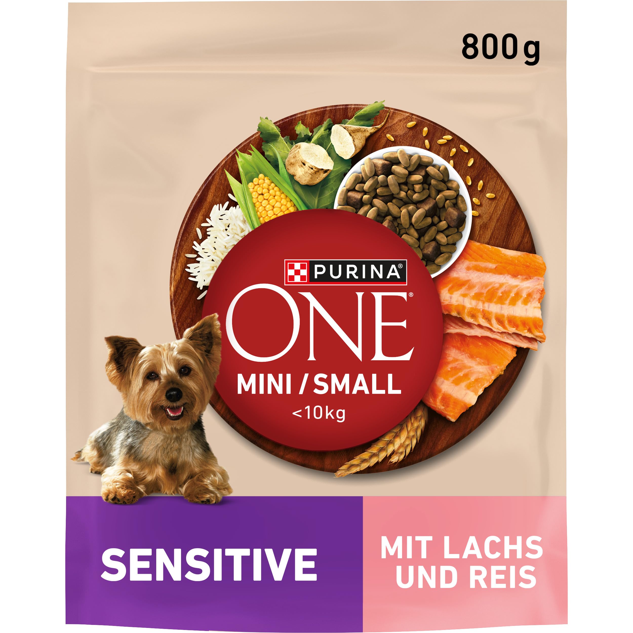 PURINA ONE Mini/Small Delicate Hondenvoer, Droog Voor Kleine Honden Rijk Aan Zalm En Rijst 8 Stuks 8 X 800 G 751022662
