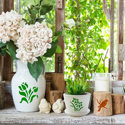 Miniatura 4 de Yanmucy 60 plantillas de flores tropicales para pintar, plantillas de dibujo reutilizables, plantillas de animales florales para bricolaje, sobre