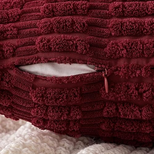 Miniatura 5 de MIULEE Paquete de 2 fundas de almohada decorativas de pana de 16 x 16 pulgadas, fundas de almohada suaves y bohemias a rayas, decoración moderna