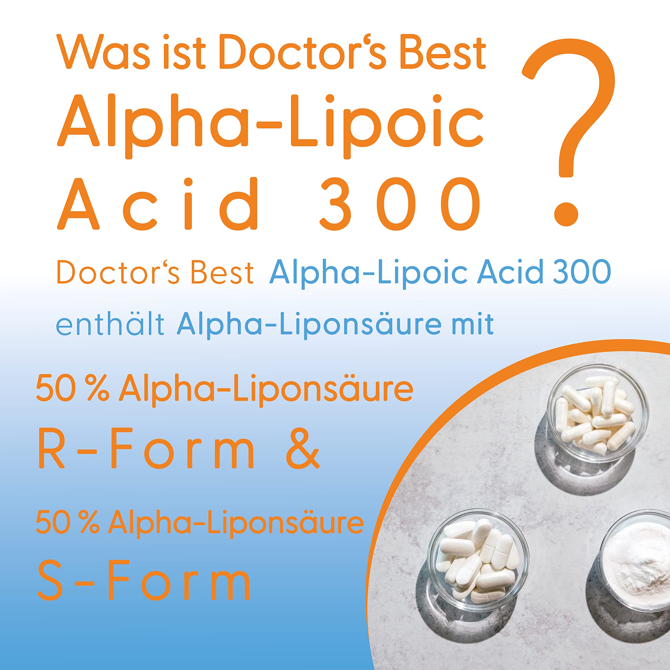 Doctor's Best, Alpha-Lipoic Acid (Alpha Liponsäure), 300 mg, 180 vegane Kapseln, Hochdosiert, Laborgeprüft, Ohne Gentechnik, Glutenfrei, Sojafrei
