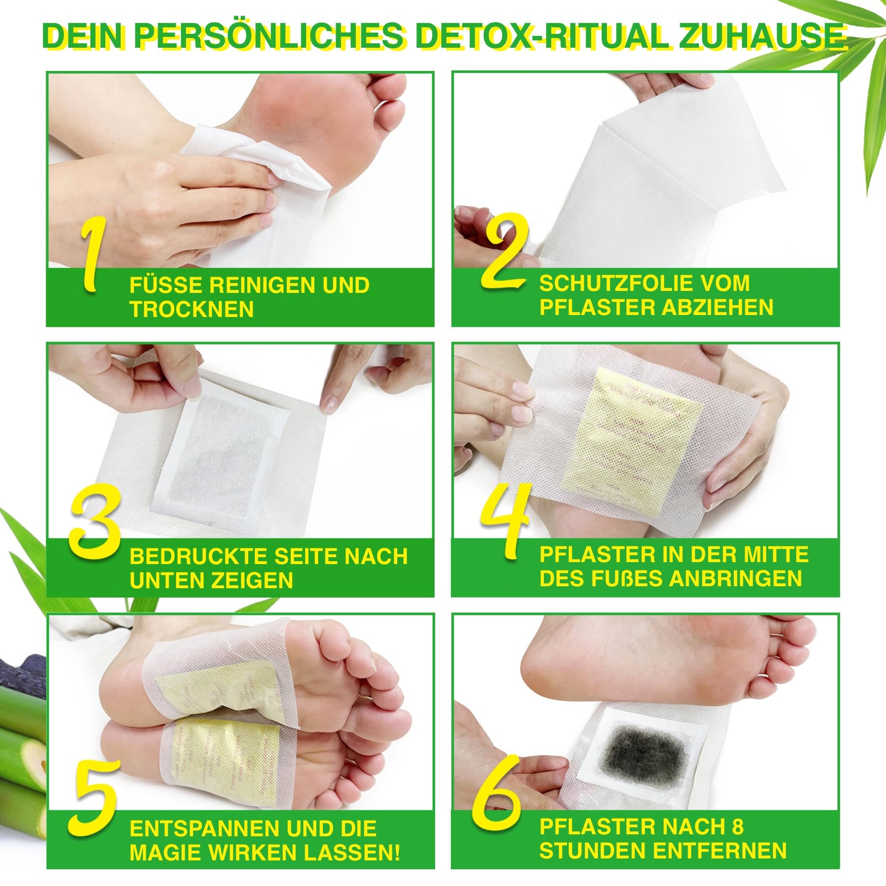 P-Beauty Detox - Cerotti disintossicanti per i piedi, con aceto di bambù e zenzero, 3 confezioni da 60 pezzi, per una disintossicazione naturale del corpo, un sonno migliore e più energia, benessere