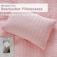 Vista 6 de AveLom Juego de funda de edredón de sirsaca rosa pálido tamaño completo (80 x 90 pulgadas), 3 piezas (1 funda de edredón + 2 fundas de almohada)