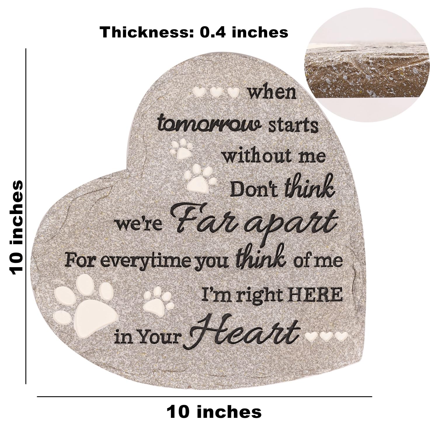 youdear memorials Pet Memorial Stone for Dogs Cats 25 CM Dog Memorial Gifts for Loss of Dog Heart Shaped Cat Memorial Stones - Image 2