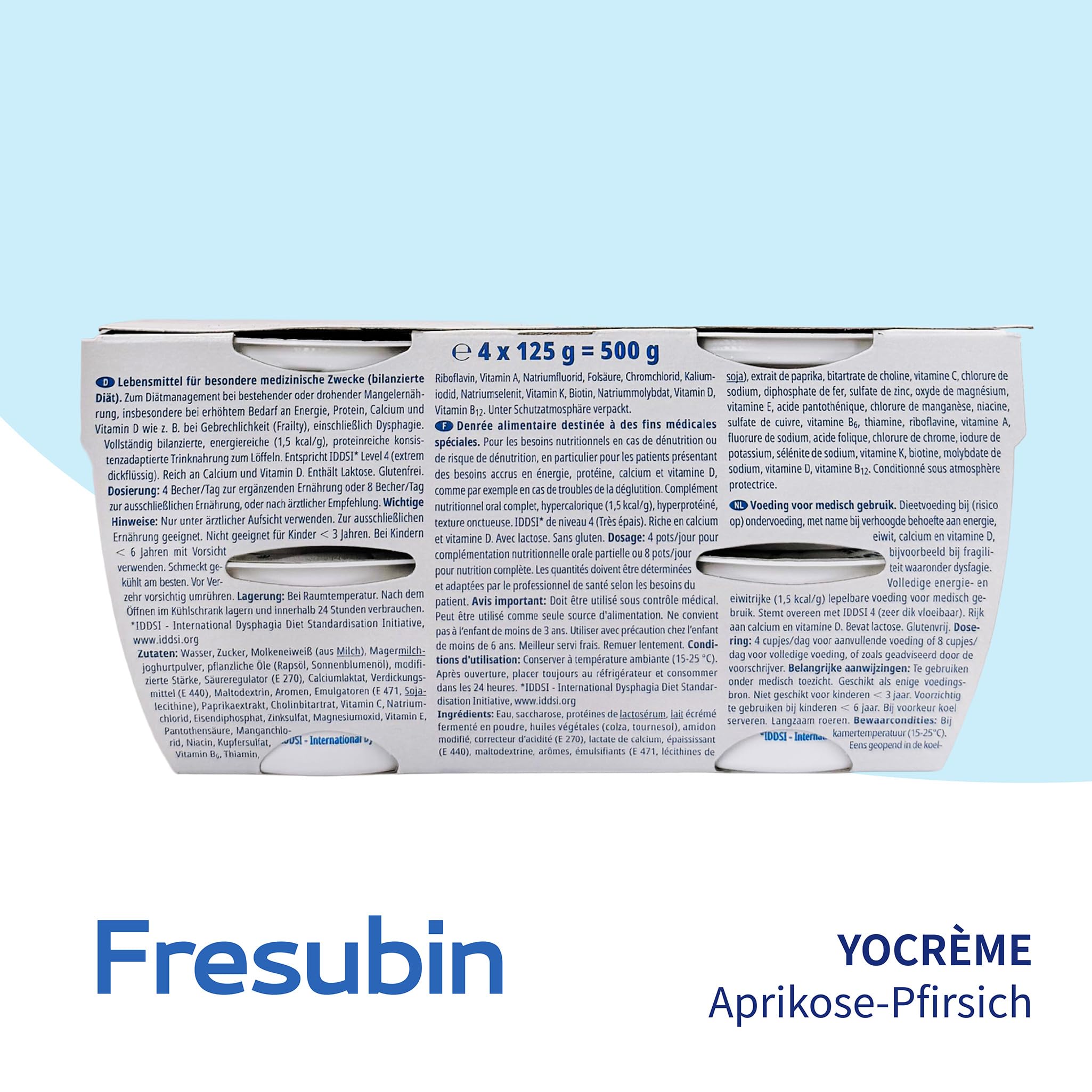 Fresubin YO Creme Aprikose-Pfirsich im Becher 24x125g - Hochkalorische Creme mit joghurt-frischem Aprikose-Pfirsich Geschmack zum Löffeln von Fresenius Kabi, 188 kcal pro Becher (125 g) (24er Pack)