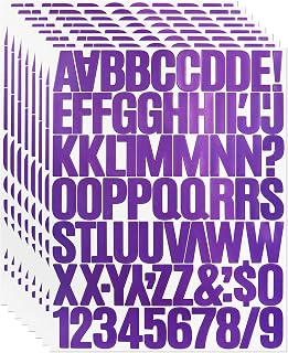 8 Sheets 1.5 Inch Letter Number Stickers,576 Pieces Adhesive Alphabet Sticker Letters Decals for Scrapbooking Mailbox Poster & Notice Board - Purple