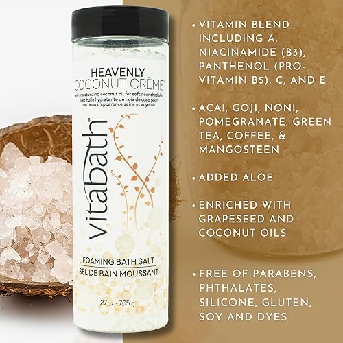 Miniatura 2 de Vitabath Heavenly Coconut Crème - Sales de baño espumosas para aromaterapia de burbujas relajantes para el cuidado de la piel, para el cuidado de la