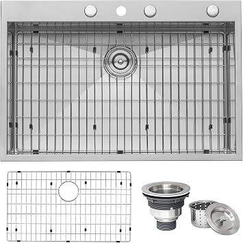 Ruvati 33-inch x 22-inch Drop-in Topmount 16 Gauge Zero Radius Stainless Steel Kitchen Sink Single Bowl - RVH8001