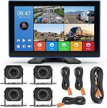 4K RV Backup Camera System, 10.1 in Touchscreen, 4 Wired Cameras | 4CH 1080P Night Vision, IP68K Waterproof, DVR Loop Recording for Truck RV