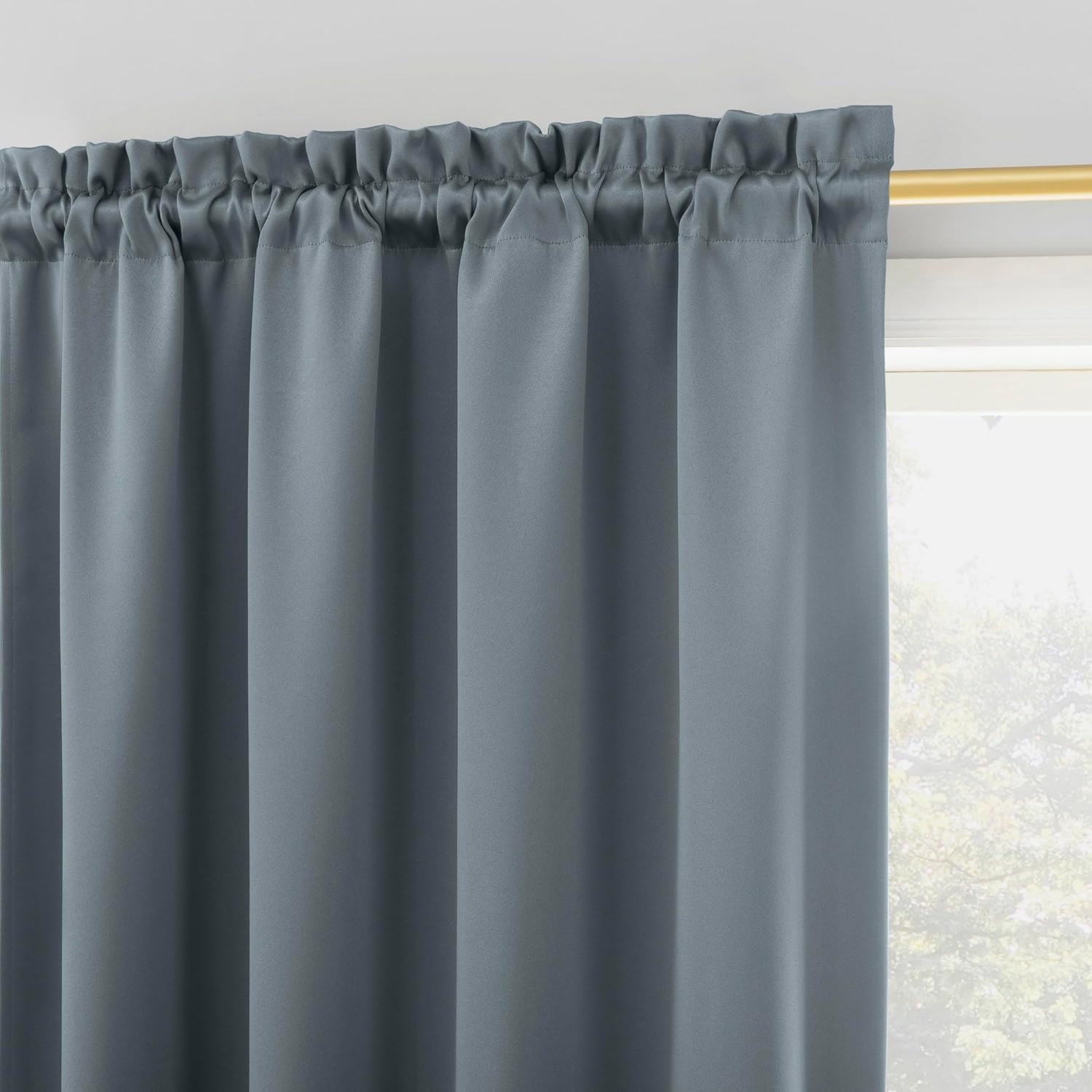 sun zero easton energy saving blackout rod pocket curtain panel, denim blue, 40" w x 95" l (1 panel) denim blue 40"w x 95"l (pack of 1)