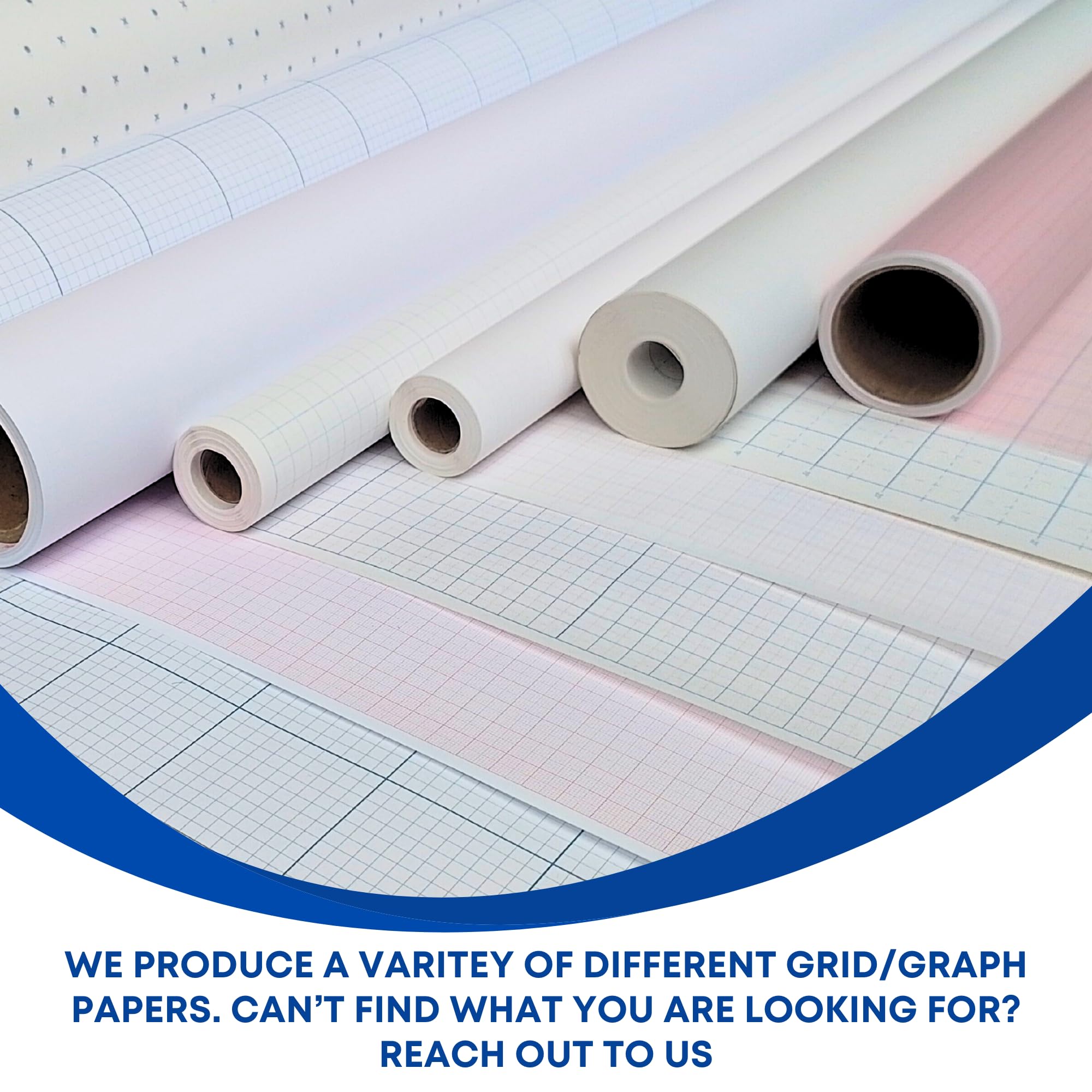 Papel cuadriculado | Rollo de 914 mm x 10 m | Cuadrículas azules impresas de 5 mm y 50 mm | Regla impresa de longitud completa | para dibujo, corte de patrones, ingeniería | Disponible en 50 g/m² y 90