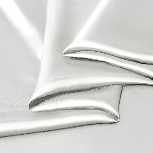 Miniatura 8 de Manyshofu Juego de sábanas de satén tamaño matrimonial de 4 piezas, suave y sedoso, sábanas de satén blanco marfil, juego de sábanas refrescantes y
