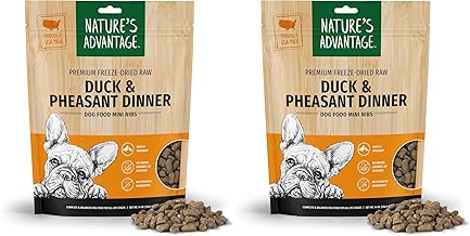 Freeze-Dried Raw Duck & Pheasant Dinner Dog Food Mini Nibs, 14 oz | Grain Free, High Protein Nutrition (Pack of 2)