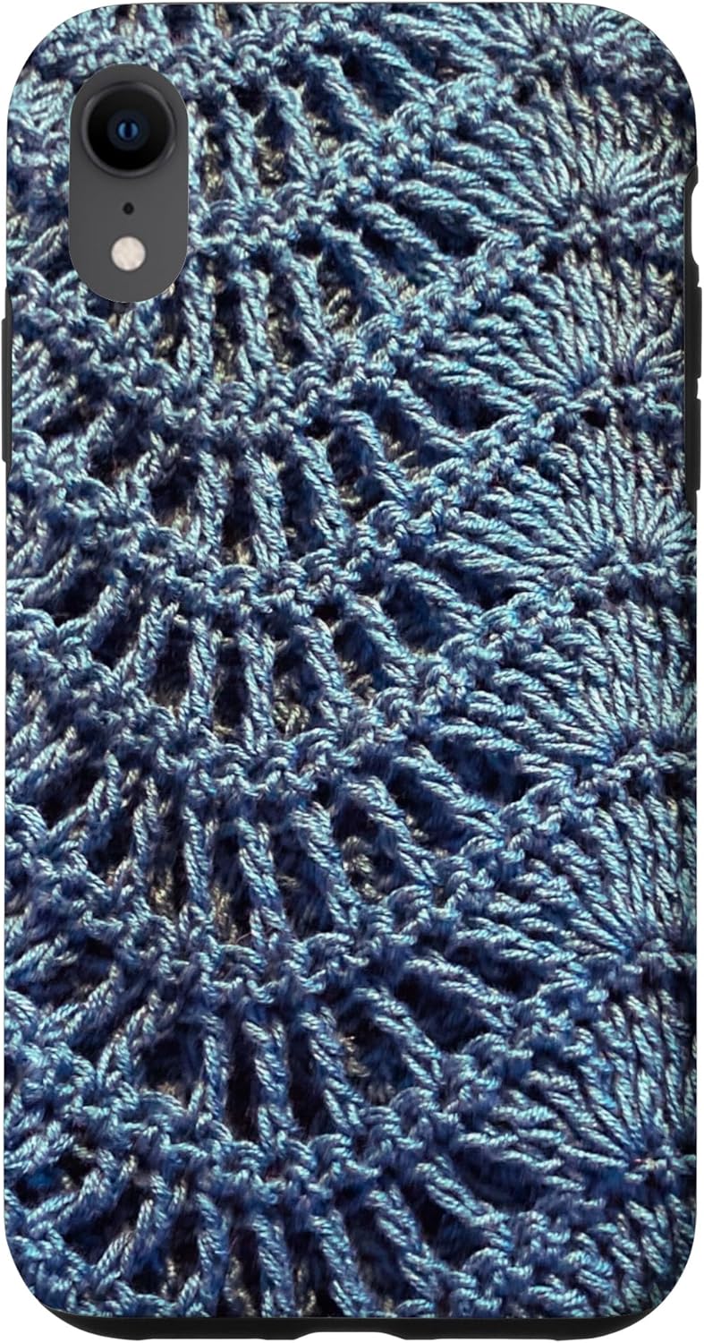 Elegant Feather & Fan Crochet Design Case for iPhone XR