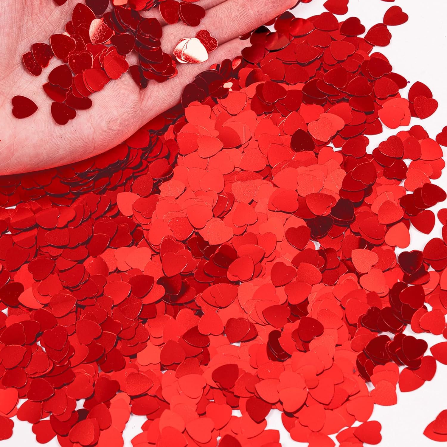 1500pcs/50g Valentines Day Hearts Confetti Decorations, Red Metallic Foil Heart Table Confetti Glitter Heart Sequins for Valentine's Day Wedding Birthday Party Home Decoration