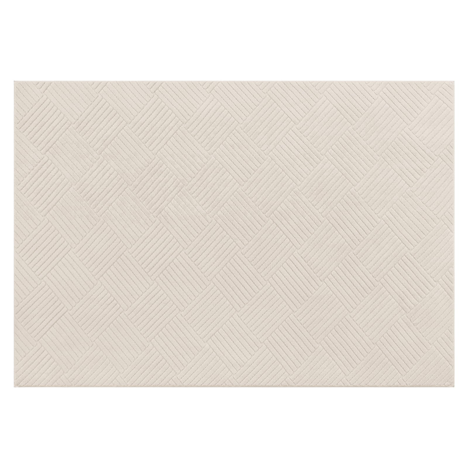 Dywan do salonu, miękki, puszysty, zmywalny, nowoczesny, geometryczny, do wnętrz, antypoślizgowy, kudłaty w stylu boho, do sypialni, salonu, przedszkola i jadalni, 160 x 230 cm, beżowy