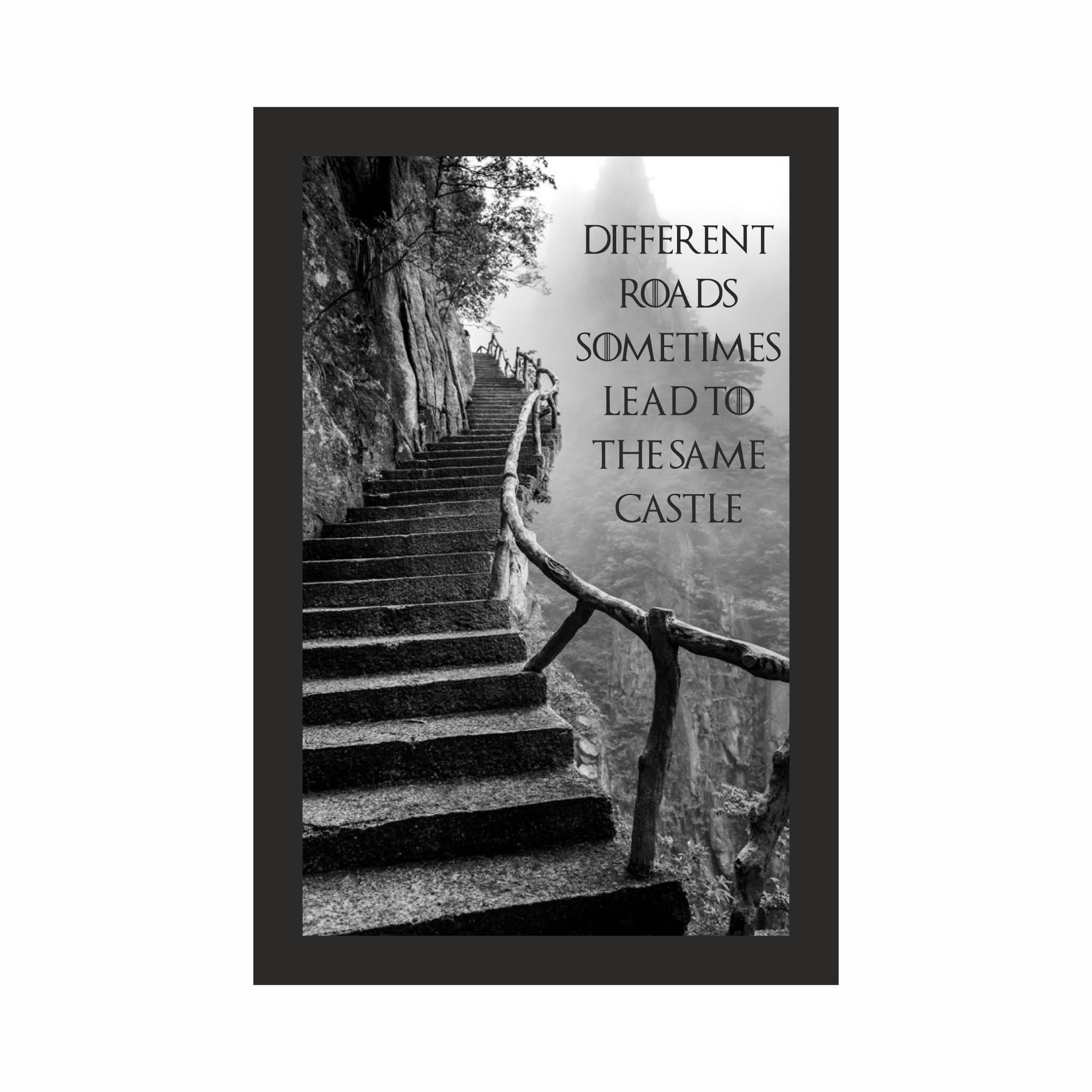 Different Roads Mountain Stairs Photo Frame A4 Black – view 3