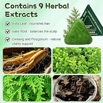 Nature Triangle Shampoo Bar, Nature Seven Green Soap Shampoo, Usman Grass Shampoo Bar, Strengthens Smooths Hair or Women and Men (B)