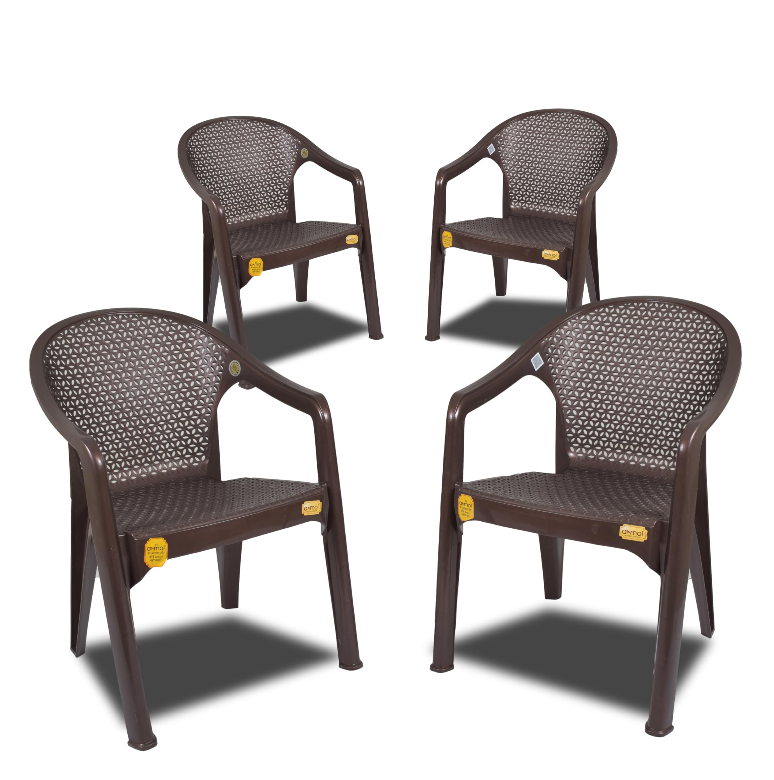 Anmol Galaxy for Home, Café, Balcony, Garden, Office & Restaurant || Heavy Duty Comfortable || Outdoor and Indoor Chairs with Arm Rest Bearing Capacity up to 200Kg Brown (Set of 4)-picture-18