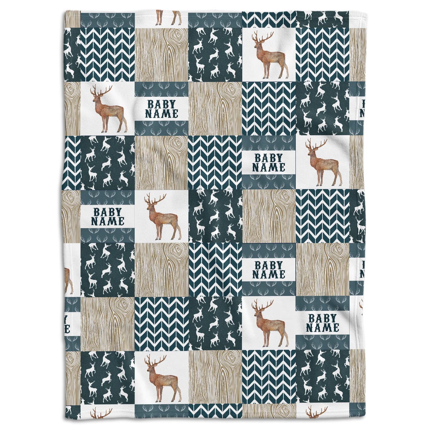 locobird Personalized Baby Blankets for Boys, Baby Woodland Blanket, Deer Baby Blanket Name, Custom Baby Blankets Name Swaddle Blanket, 3 Sizes Plush Blankets for Baby Boy Son Newborn Infant Daughter