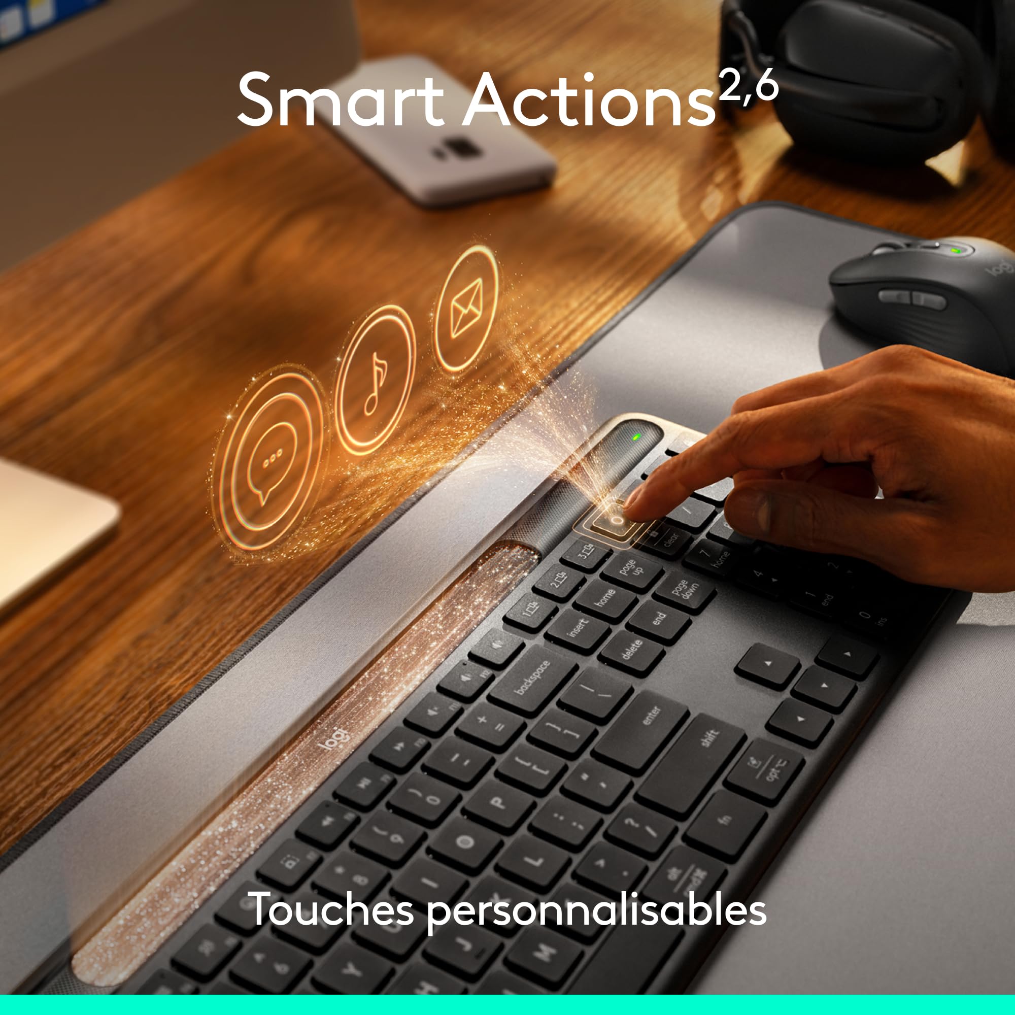 Logitech Signature Slim Solar+, Clavier sans Fil alimenté par la lumière Solaire et Artificielle, Batterie Durable Jusqu’à 10 Ans, Touches Personnalisables, Bluetooth, Français AZERTY - Graphite