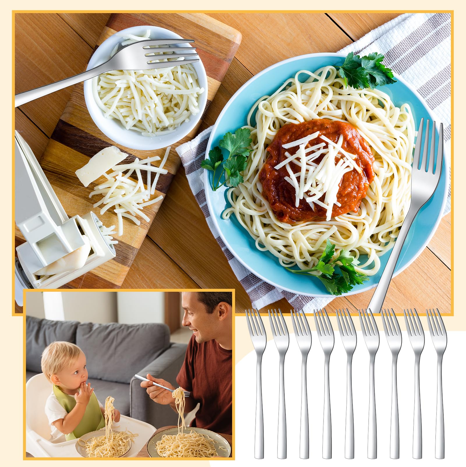 Minatee 100 Pcs Dinner Forks Bulk Set 8 Inches Stainless Steel Metal Forks — Amazon image 4