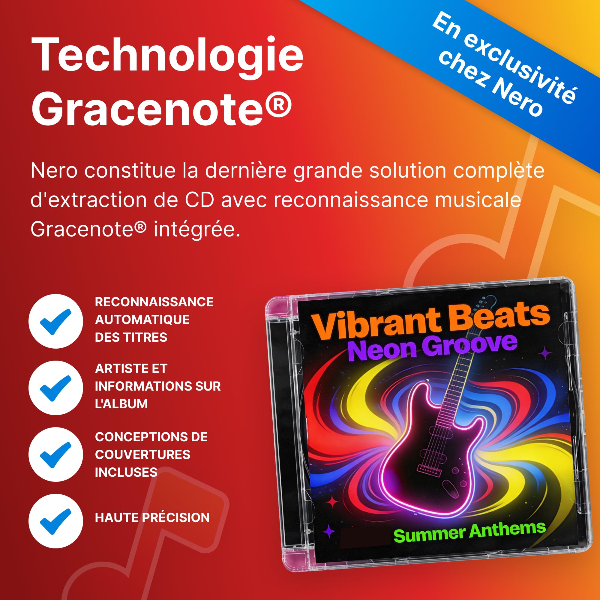 Nero CD Ripper Logiciel | Convertisseur CD audio en MP3, FLAC, AAC, WAV | Numériser musique avec Gracenote® | Technologie Burning ROM | Licence à vie | 1 PC | Windows 11/10/8/7