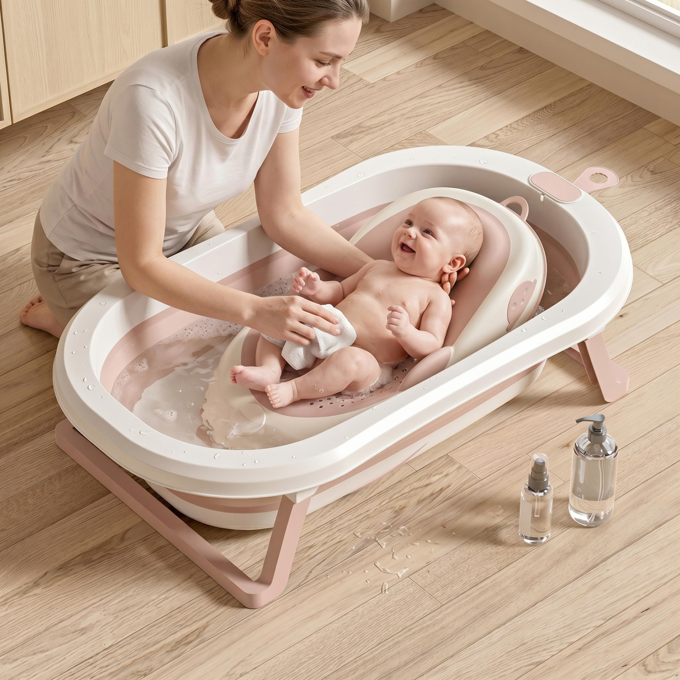 Vasca da bagno per bambini, seggiolino da bagno pieghevole per bambini, supporto sicuro per il, cuscino per neonato in rete, adatto alla maggior parte delle vasche da, stile-2