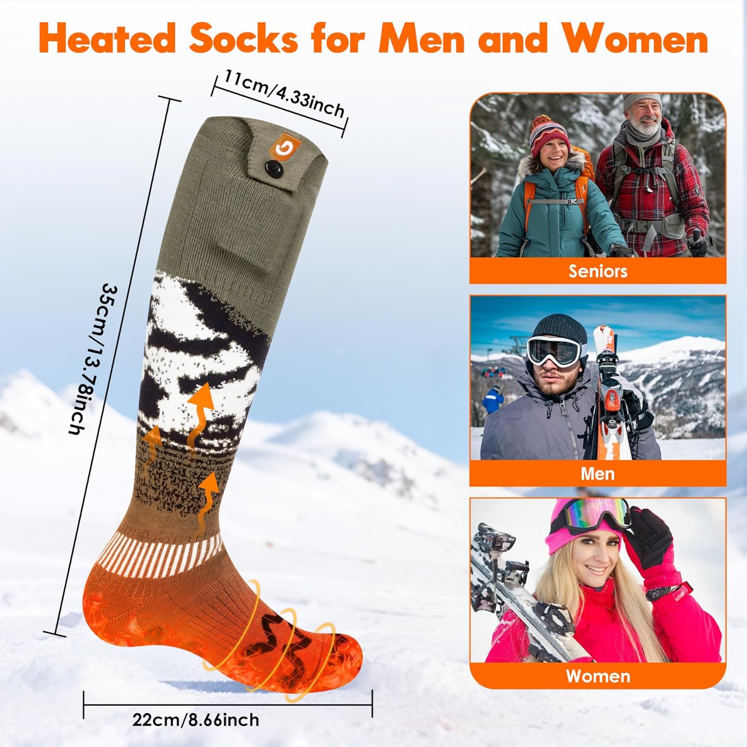 Rechargeable Heated Socks for Men Women 6000mAh APP Control for Winter Outdoor Working Hiking Skating Camping Hunting
