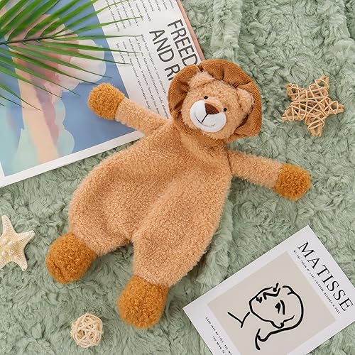 Miniatura 2 de Apricot Lamb Manta de seguridad de animales de peluche, león amarillo, manta de personaje para guardería, felpa de lujo para acurrucarse (león