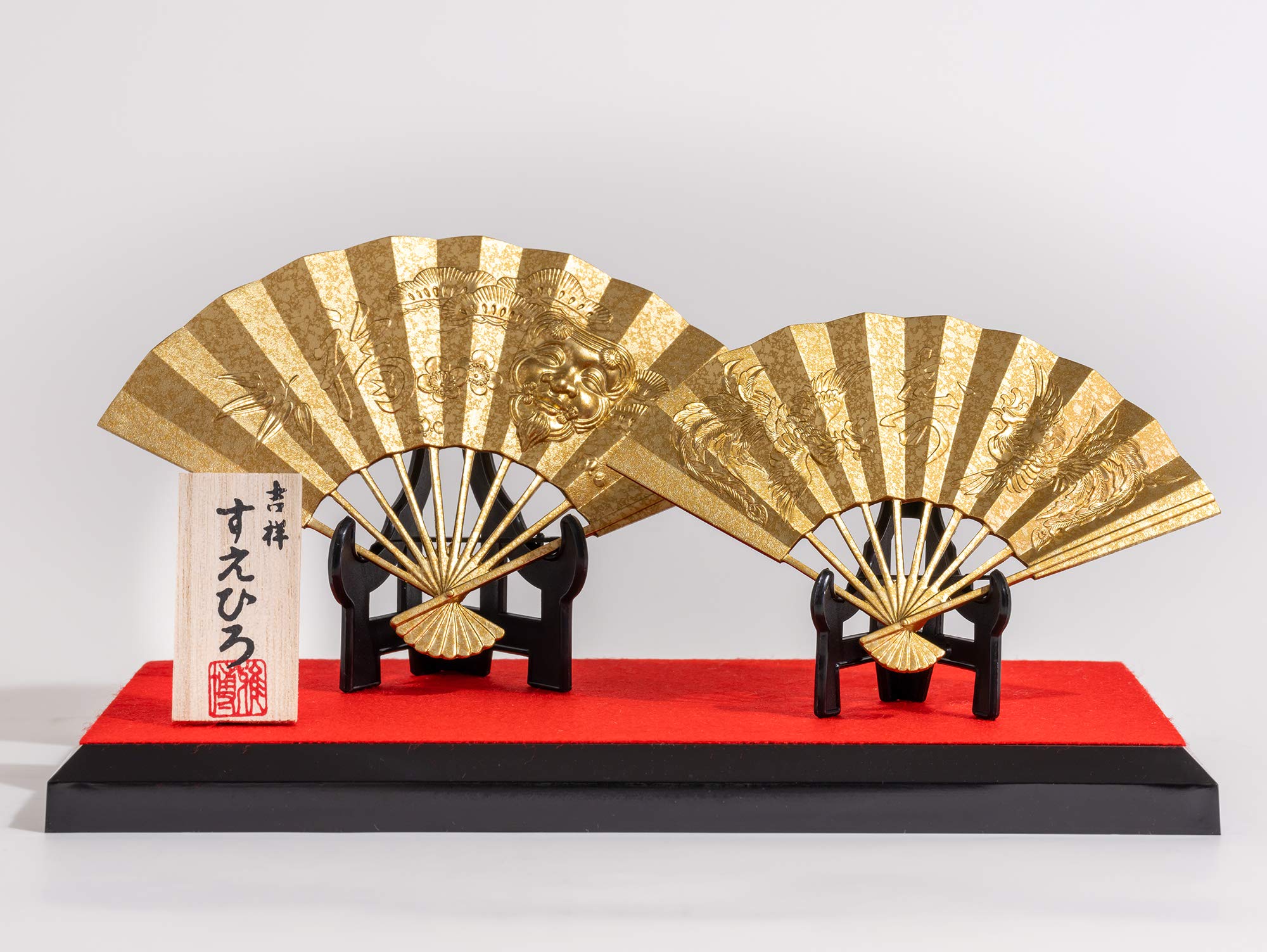 Amazon.co.jp: 吉祥 末広 雅 （金色半光沢塗装）＿置物 扇 扇子 高岡