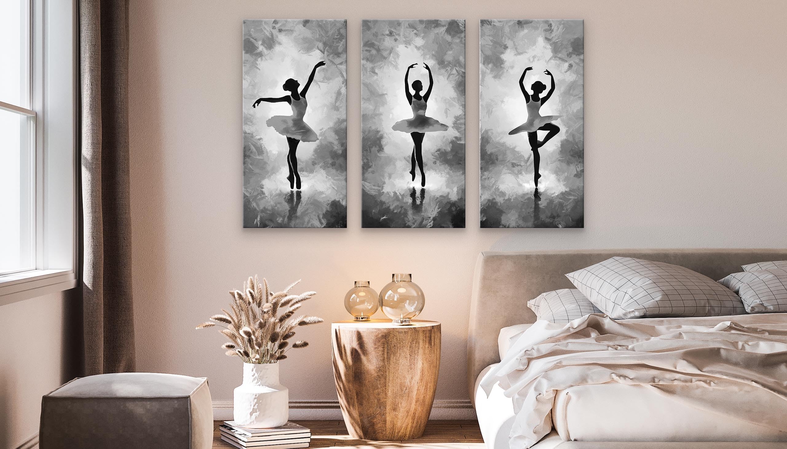 Muralo - Set di quadri da parete – Set di immagini su tela pronta da appendere, per soggiorno, camera da letto, decorazione moderna da parete, ballerina, donna, danza, 3 immagini 40 x 80 cm