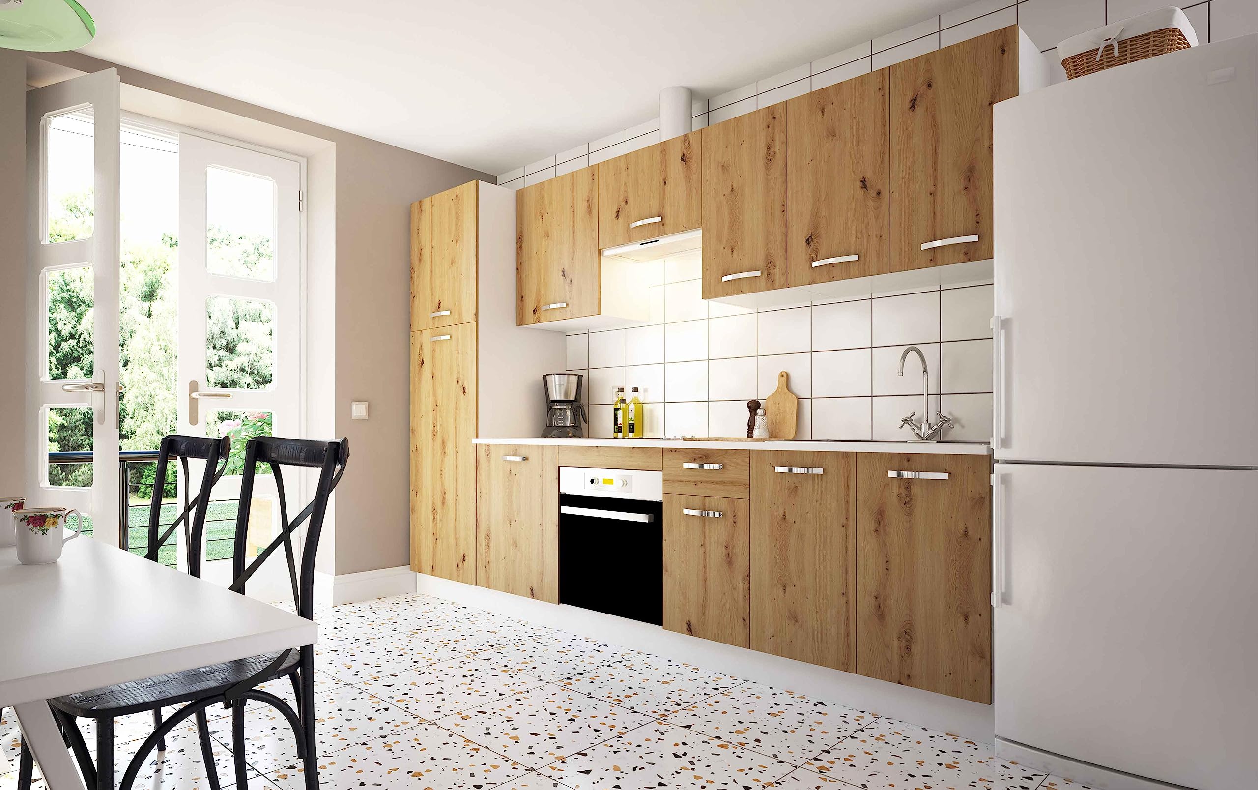 HOGAR24 ES - Mueble Alto de Cocina para Colgar 2 Puertas Color Roble Albar, Medidas: 70 x 80 x 33 cm