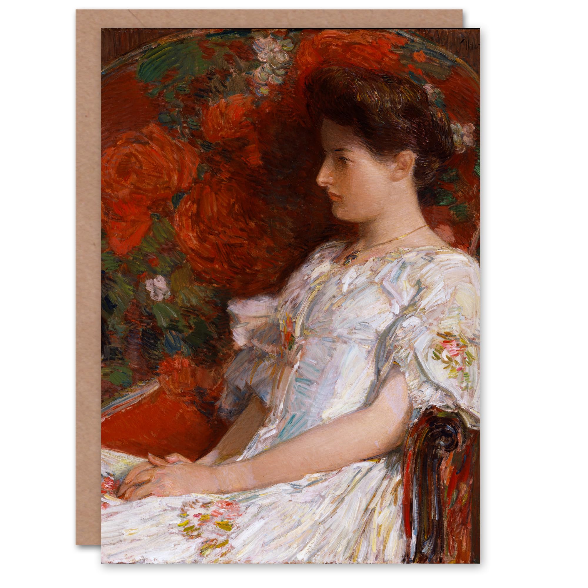 Artery8 Childe Hassam Art Card Woman Portrait on Victorian Chair