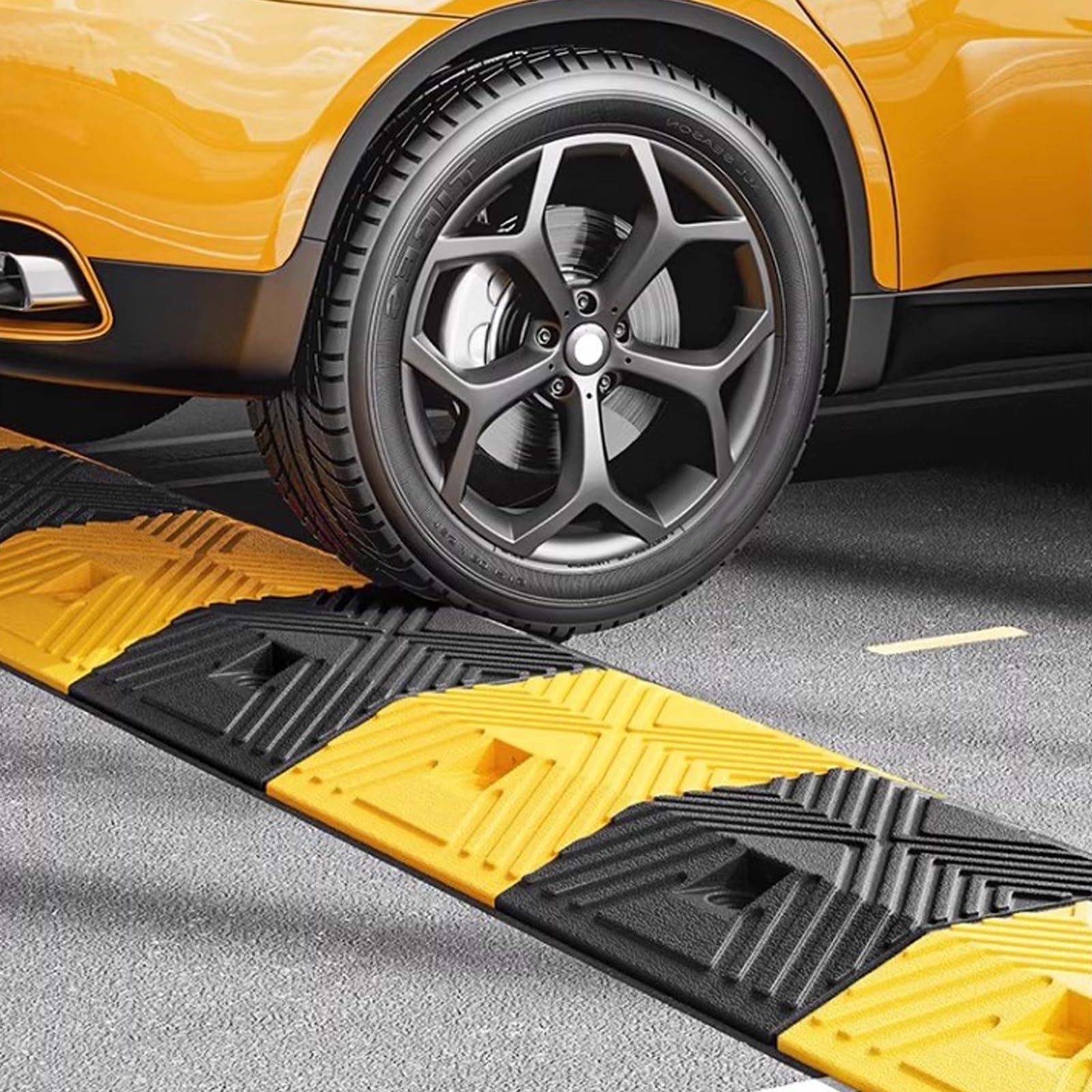 WXXZCE 2Pcs 50cm Dossi Artificiali in Gomma, Dossi Rallentatori for Impieghi Gravosi Dossi Stradali Modulari, per Strade, Garage, Asfalto, Cemento, Ghiaia, capacità di Carico 200 T