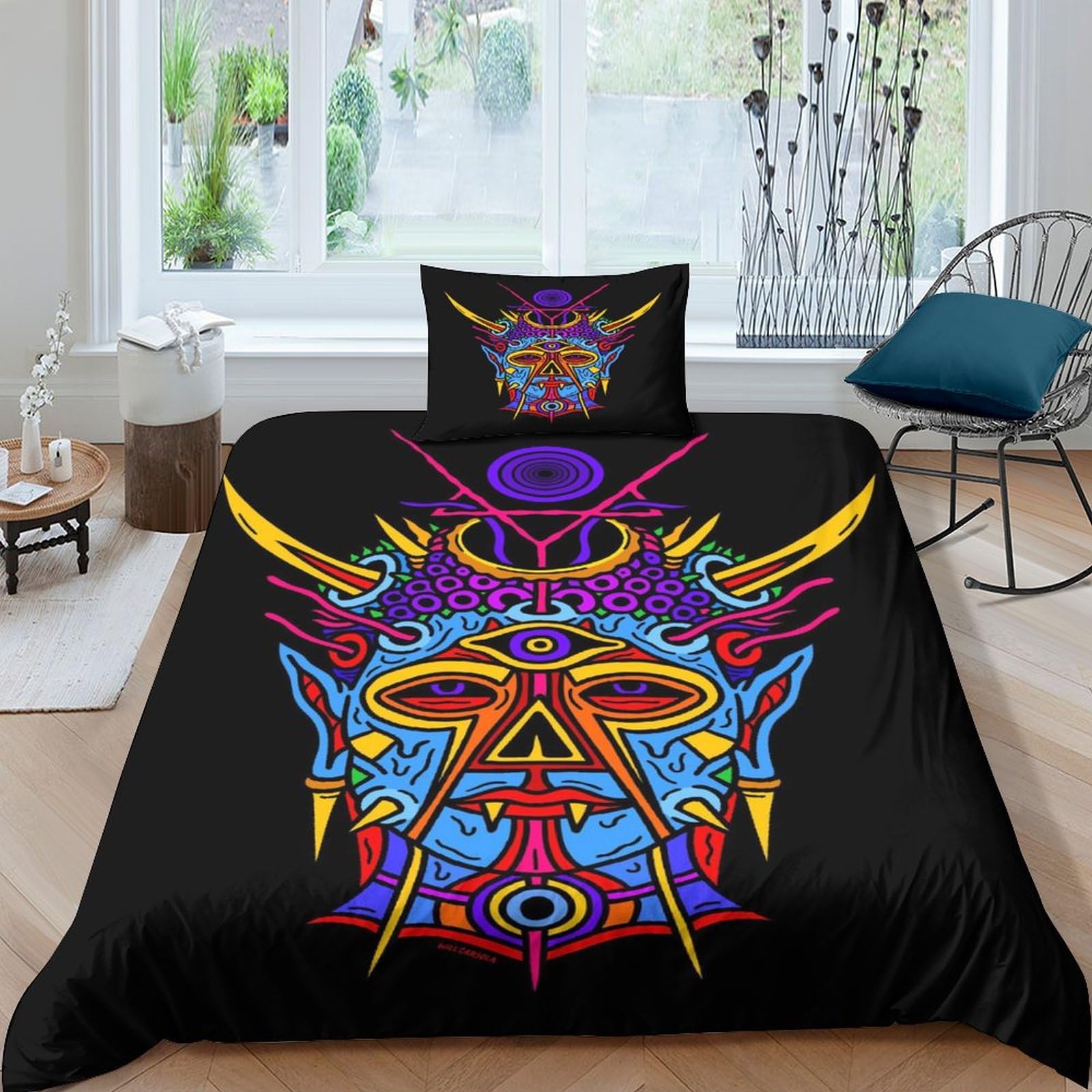 MXRMXR Mask Duvet Cover Bedding Set 2 piece Set Duvet Cover Quilt Cover Microfiber Polyester Comforter Cover And Pillowcase with Zipper Closure Single（135x200cm）