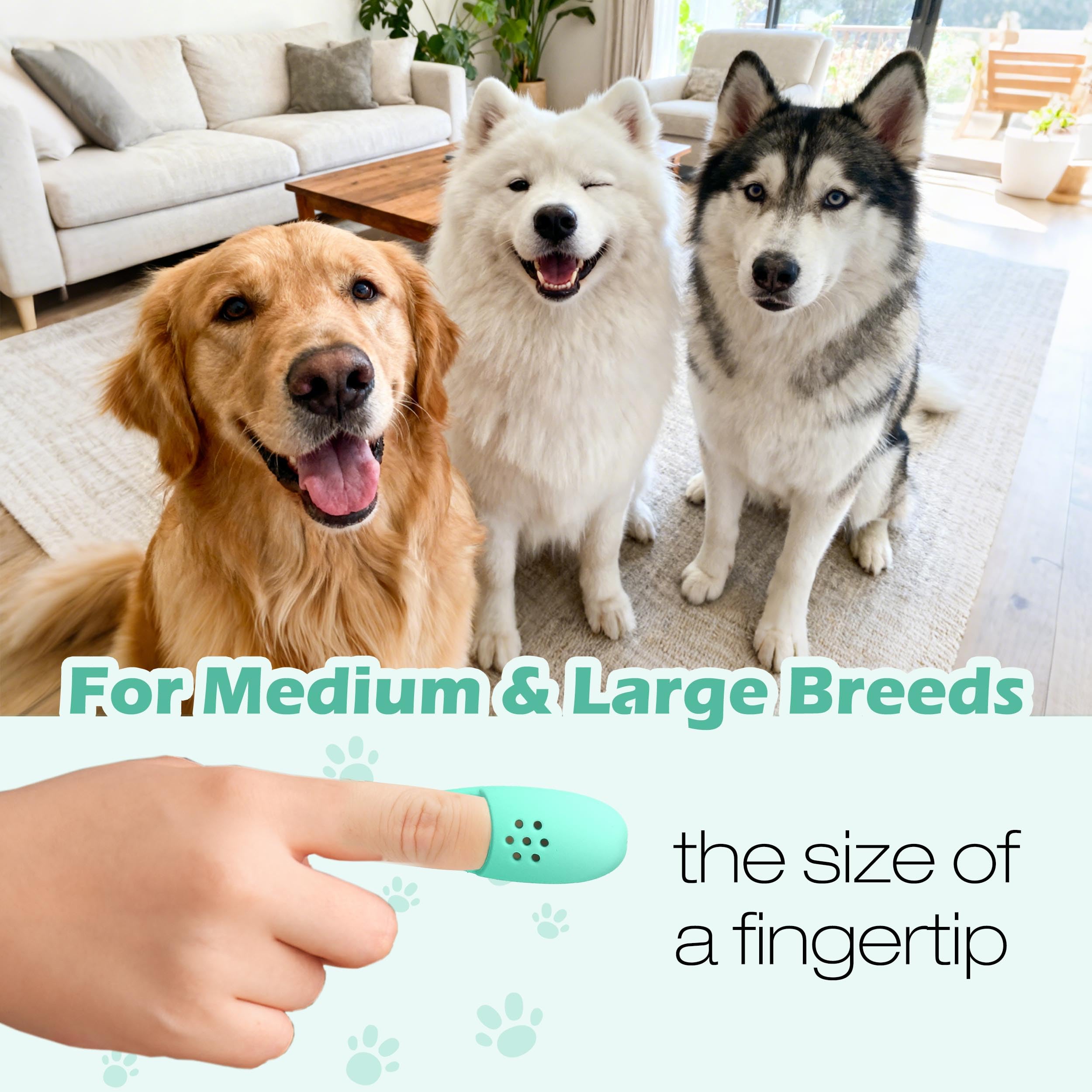 Firstfooby 3pcs Dog Finger Toothbrush, Cat Chin Brush with Food-Grade Silicone, Dog Tooth Brushing Kit, Silicone Cleaning Brush for Pet Dental Care - image 2