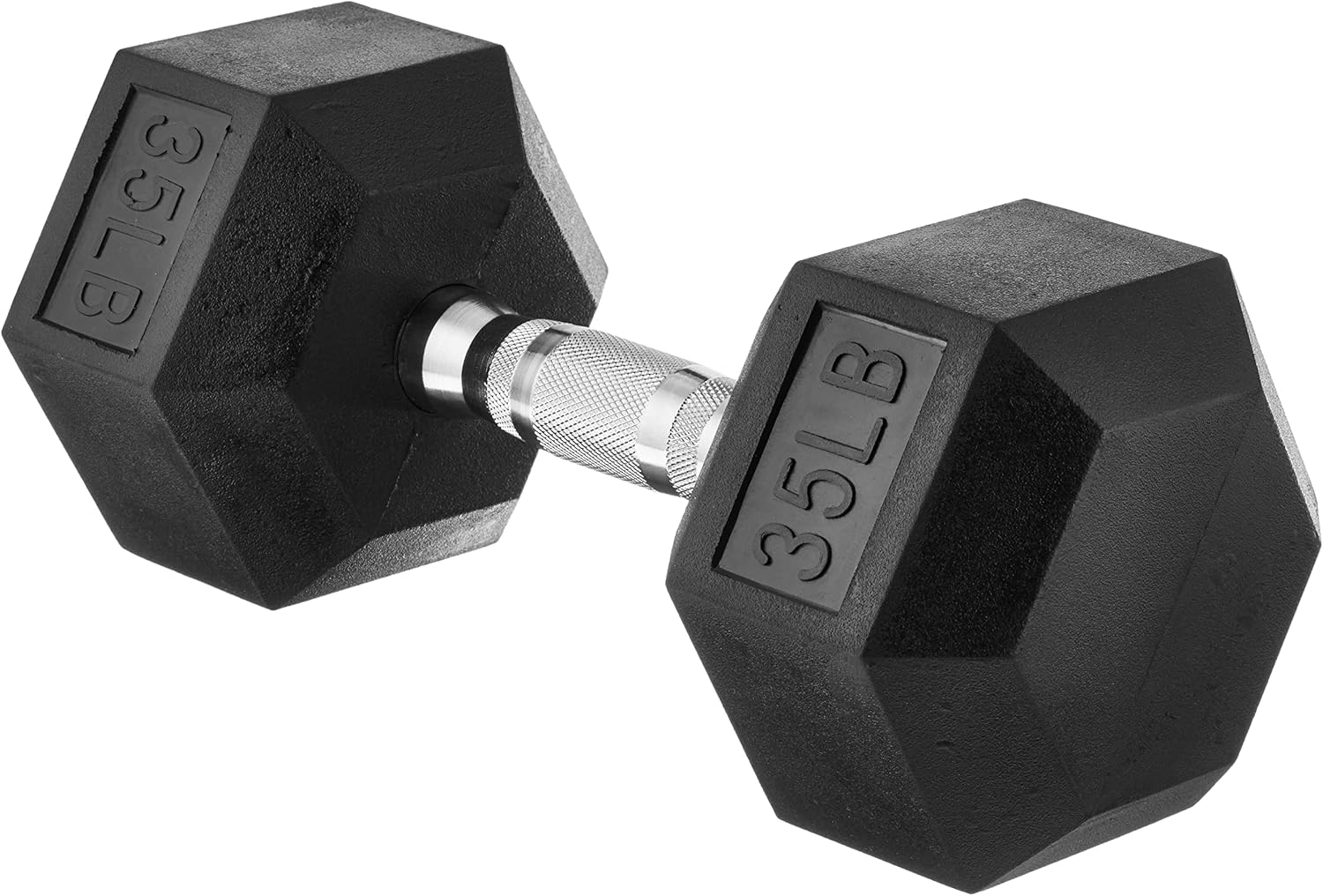 Amazon Basics Rubber Encased Hex Dumbbell Weight 13.8 x 6.2 x 5