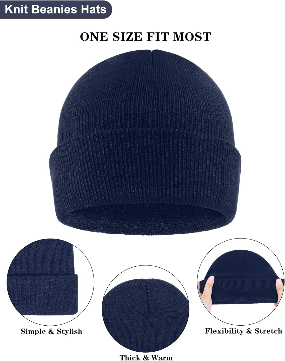 URATOT 12 Pack Magic Gloves and Knit Beanies - Winter Warm Hats for Men Women