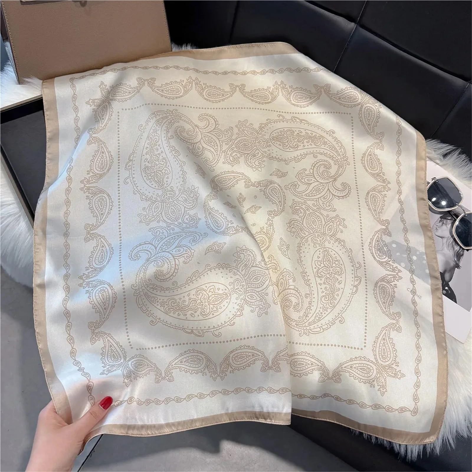 Bufanda para la cabeza, bufandas de moda para mujer, 1 unidad, 70 x 70 cm, bufanda cuadrada con estampado de seda, pañuelo decorativo para el cuello
