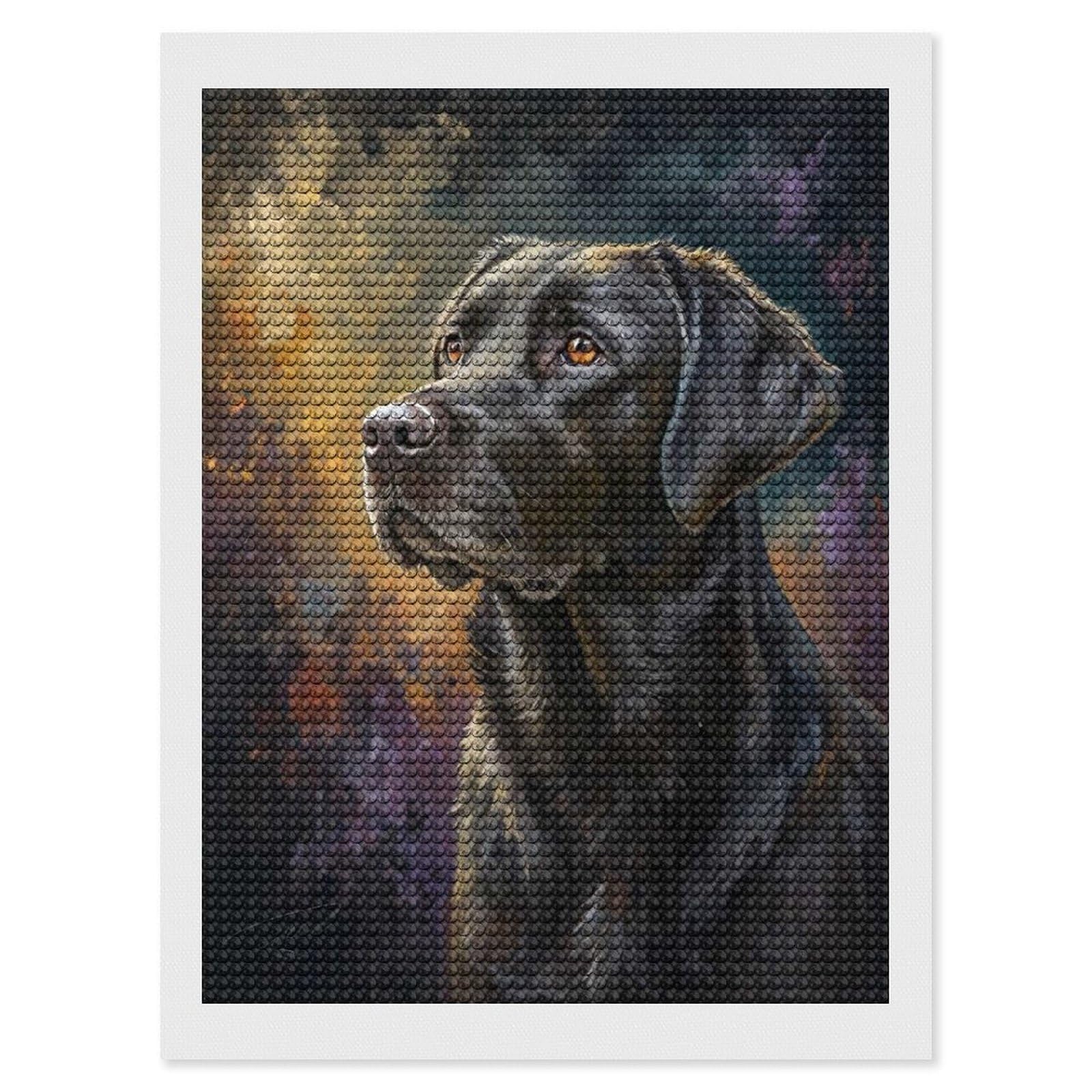 Junmoney Black Labrador Portrait Diamond Painting Kit 12"x16", Festive Craft Gift, Bedroom Decor, Full Kit Included, Creative Gift Idea