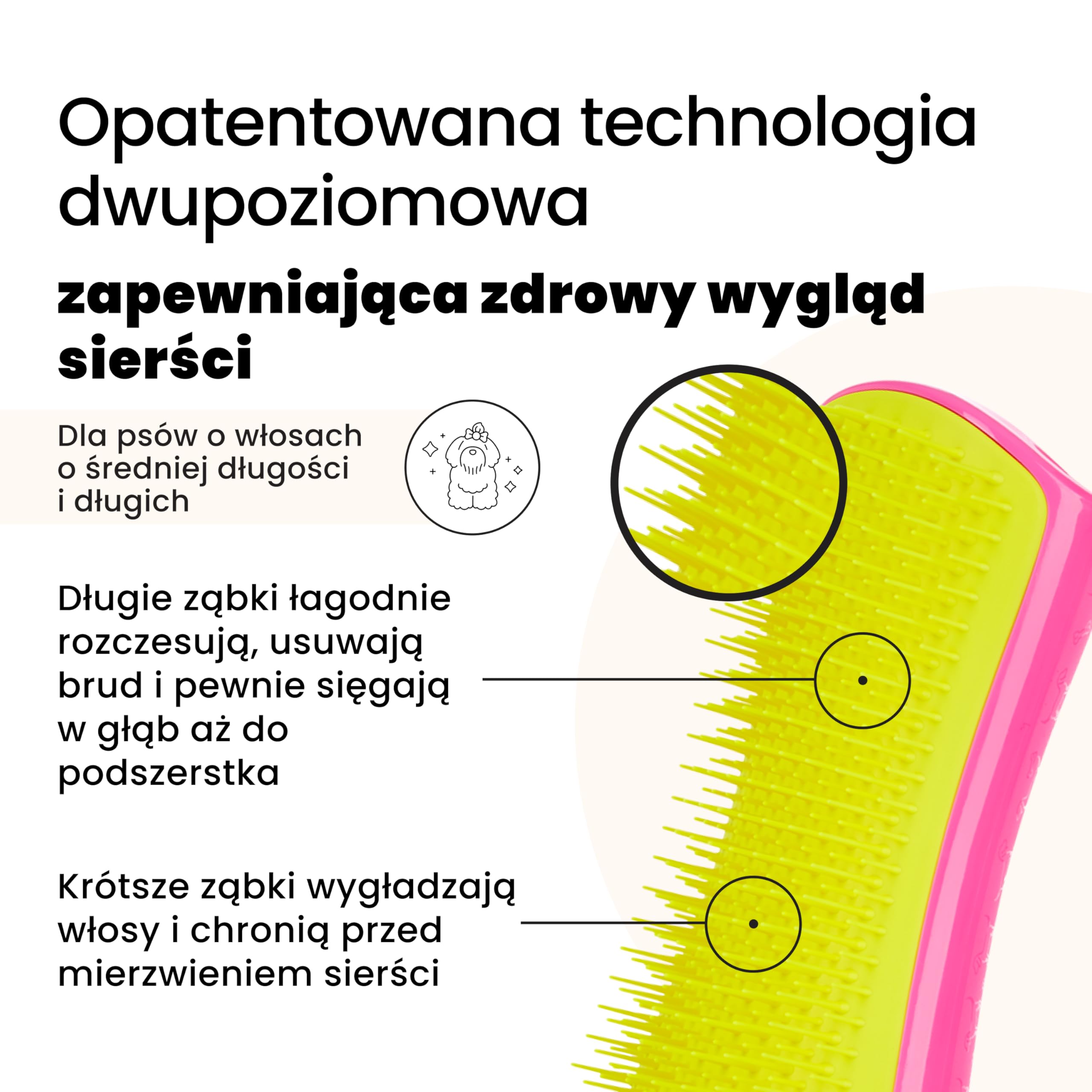 Tangle Teezer Large Pet Teezer Detangling - Szczotka do czesania na sucho lub do kąpieli - Idealna szczotka do rozczesywania sierści psów - Różowo-żółta