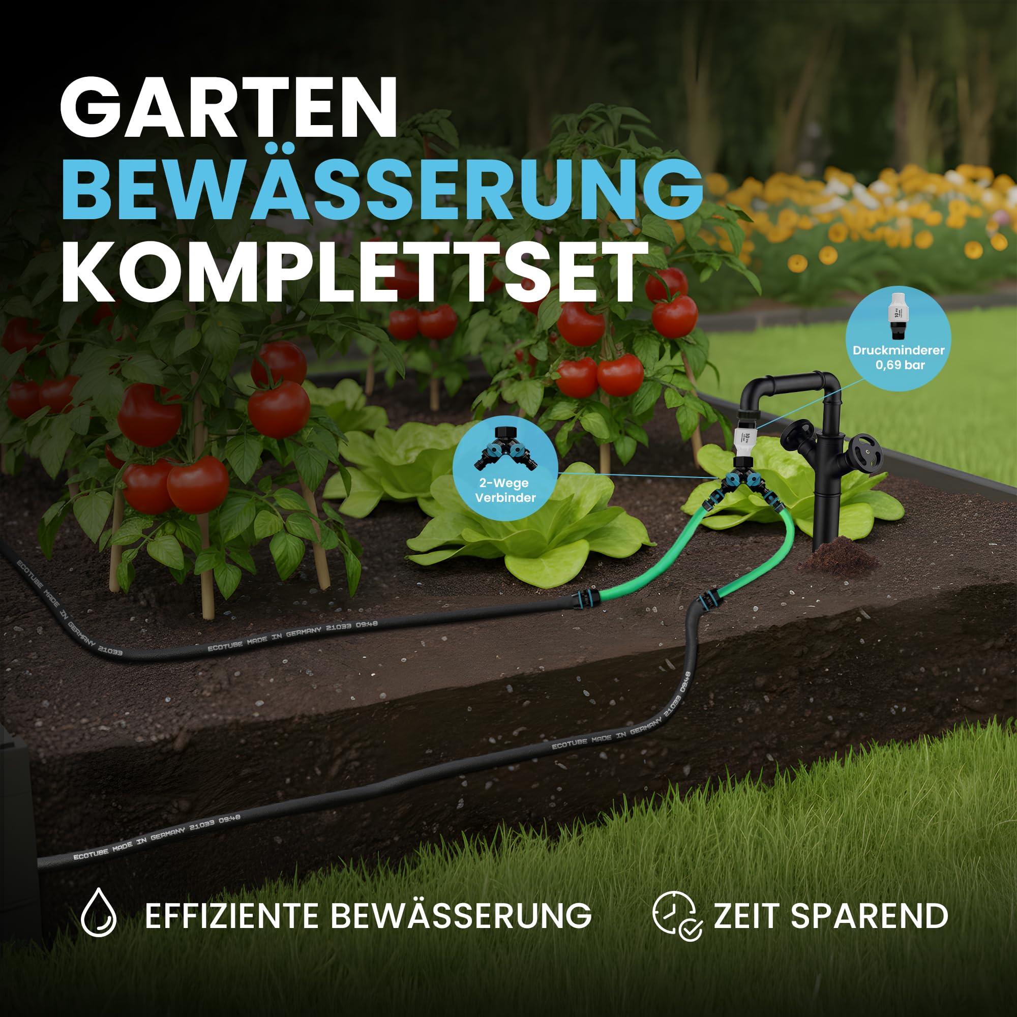 ecotube HOME Perlschlauch 100 m Set – Wassersparende Gartenbewässerung