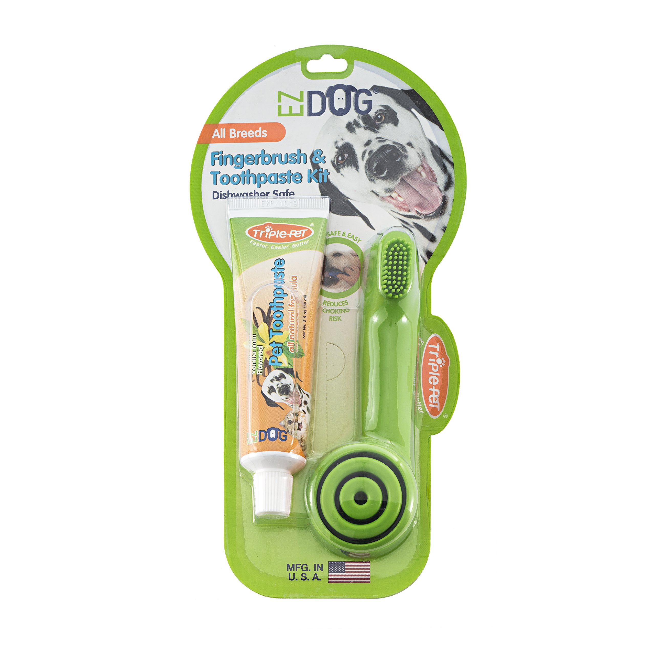 EZ DOG Fingerbrush & Toothpaste Kit - All Dog Breeds - Vanilla Flavor