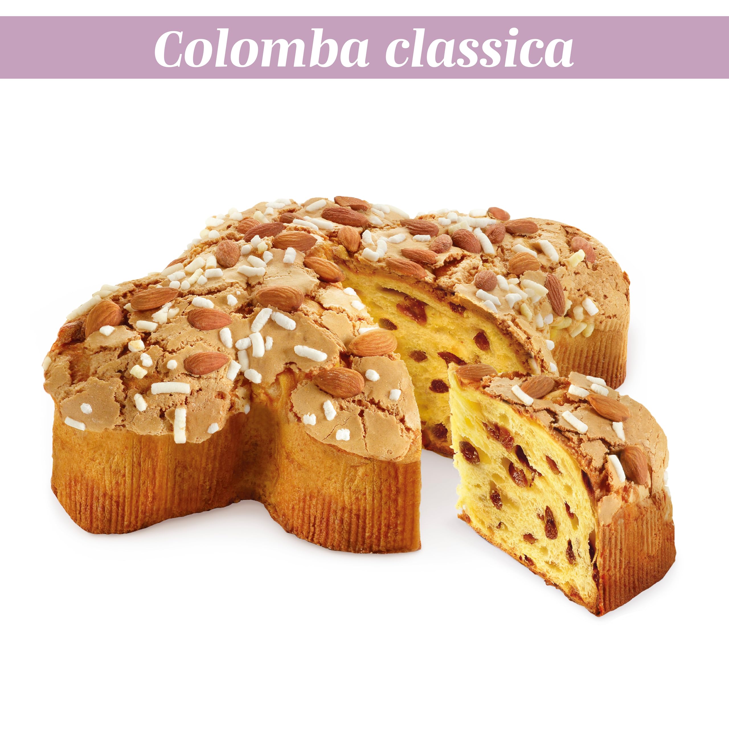 FLAMIGNI Colomba Pasquale Classica da 750g, con Arancia Candita e Uva Sultanina, Lievitazione Naturale, Glassa alle Mandorle, Incartato a Mano, Dolce Tradizionale Made in Italy