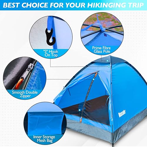 Miniatura 4 de Tienda de campaña para 2 personas, impermeable, ligera, portátil, para acampar al aire libre, senderismo, viajes