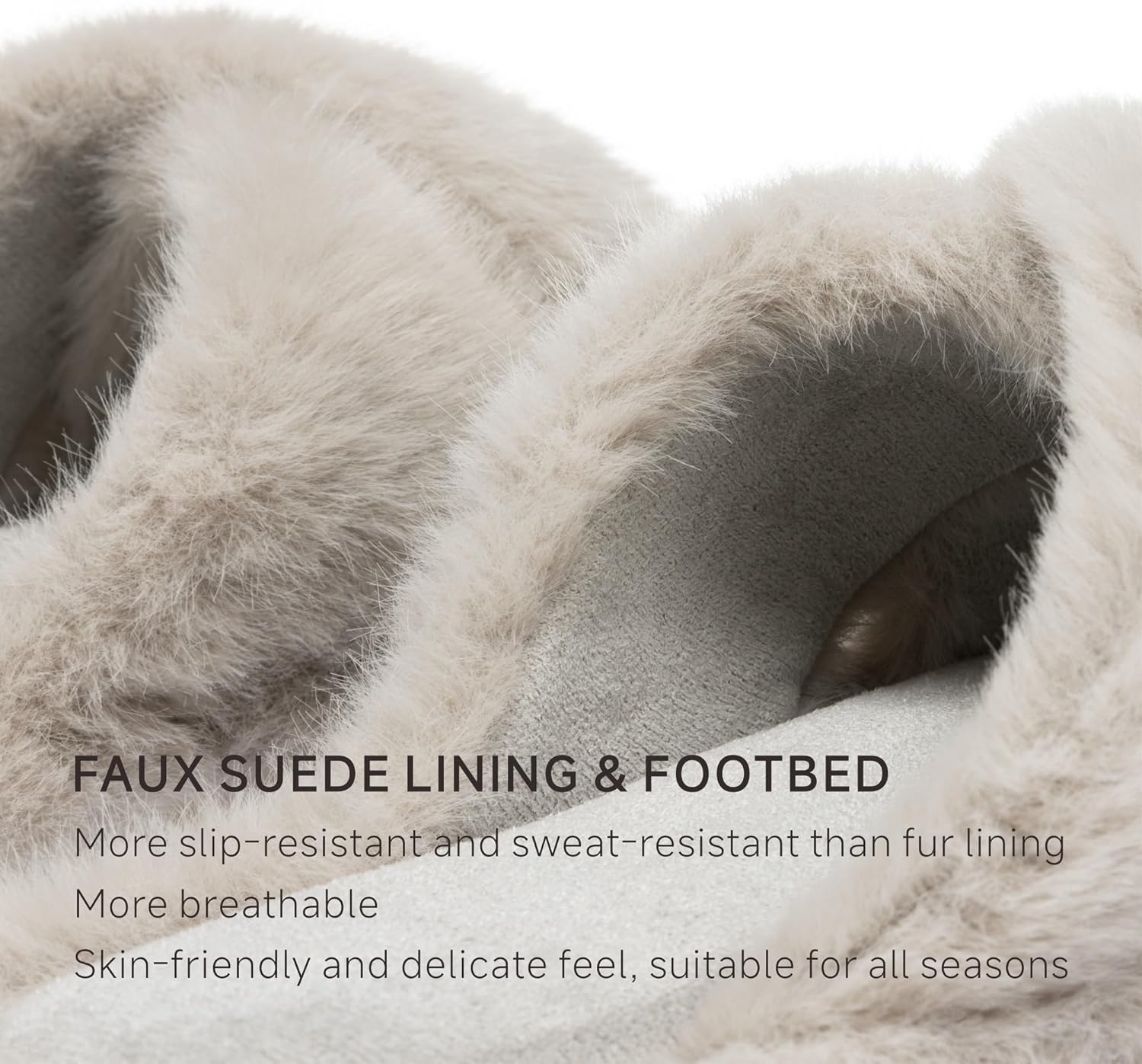 Chantomoo Womens Slippers Memory Foam Fuzzy Cross Band Faux Fur Slippers for Women Gift - Image 3