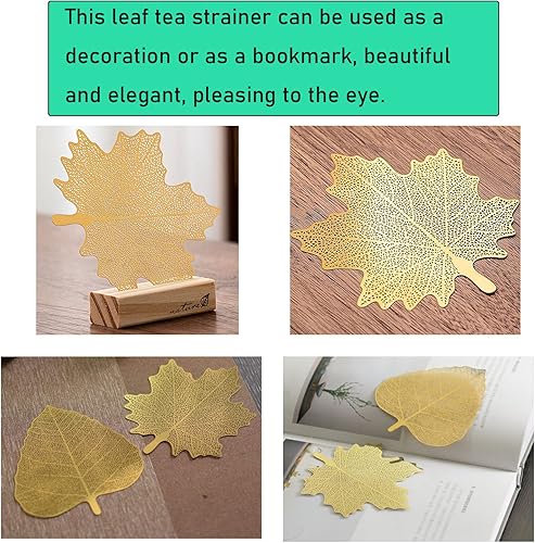 Miniatura 6 de Paquete de 2 filtros de jarra de té de Gongfu, coladores de té sueltos en forma de hoja, de acero inoxidable, para compartir té de vidrio, tazas de