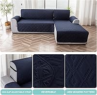Vista 5 de Genina Fundas de Sofá Seccional para Perros Fundas de Sofá en Forma de L Funda de Chaise Lounge Funda de Sofá Reversible Protector de Muebles Azul